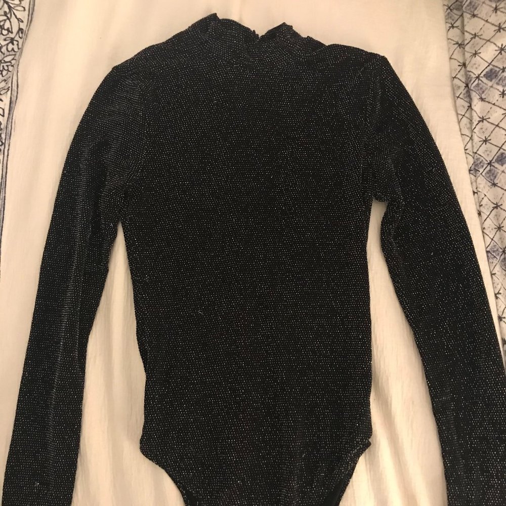 Black and silver long sleeve body suit